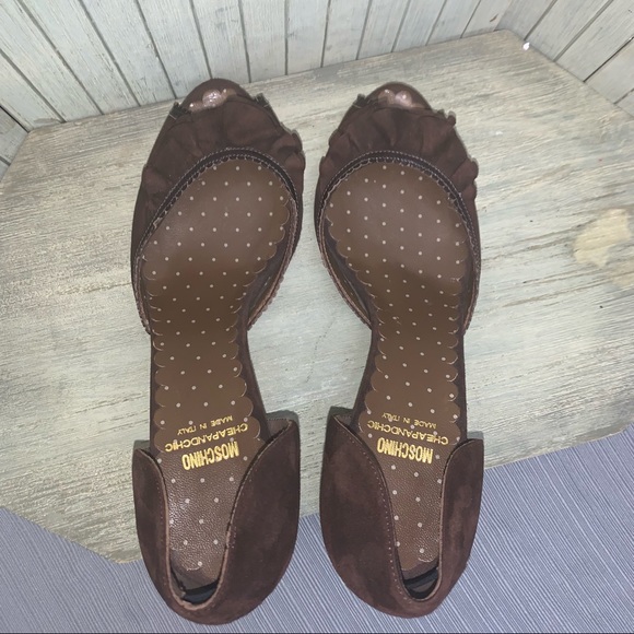 Flawless Moschino Brown Suede Round Toe Heel 39 - Picture 11 of 12